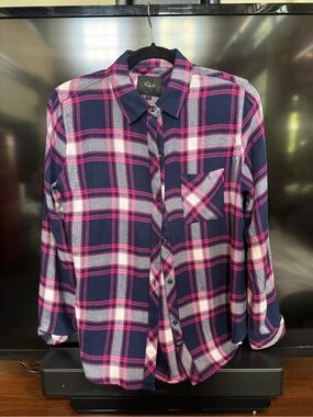 Rails Navy Pink Plaid Button-Down Shirt